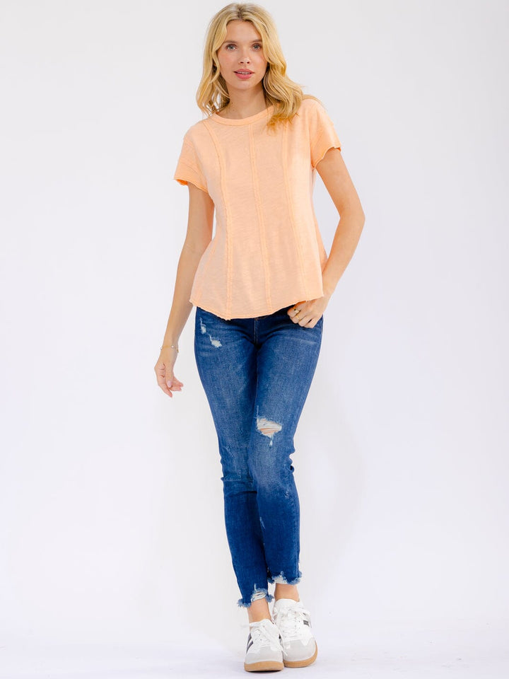 WOMEN'S SHORT SLEEVE SOLID BLOUSE