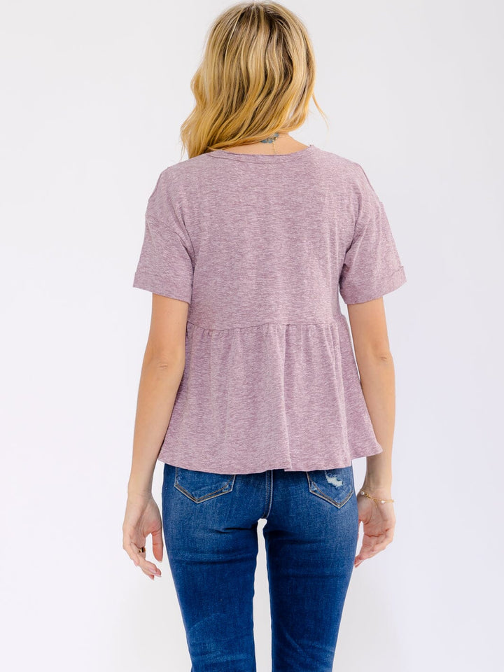 WOMEN'S SHORT SLEEVE SOLID BLOUSE
