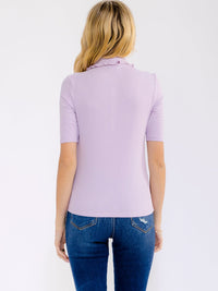 WOMEN'S SHORT SLEEVE BUTTON UP RUFFLE COLLAR BLOUSE