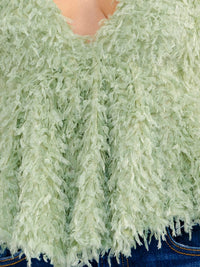 WOMEN'S SLEEVELESS V-NECK FUZZY TANK TOP
