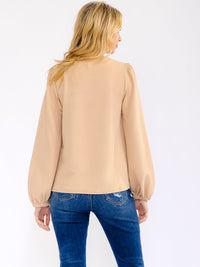 WOMEN'S LONG SLEEVE WAFFLE BLOUSE
