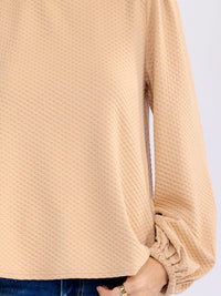 WOMEN'S LONG SLEEVE WAFFLE BLOUSE