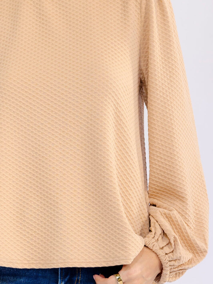 WOMEN'S LONG SLEEVE WAFFLE BLOUSE
