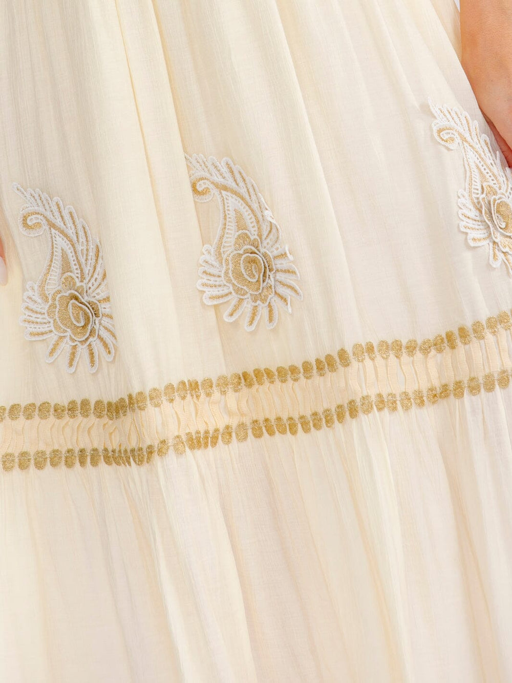 WOMEN'S SLEEVELESS V-NECK OPEN BACK SMOCK SHIMMER STITCHED MAXI DRESS