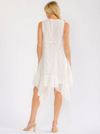 WOMEN'S SLEEVELESS V-NECK HIGH-LOW CROCHET LACE MINI DRESS