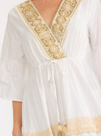 WOMEN'S SHORT SLEEVE SURPLICE ELASTIC WAIST SEQUINS CROCHET MAXI DRESS