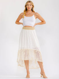 WOMEN'S ELASTIC WAIST HIGH-LOW CROCHET MAXI SKIRT