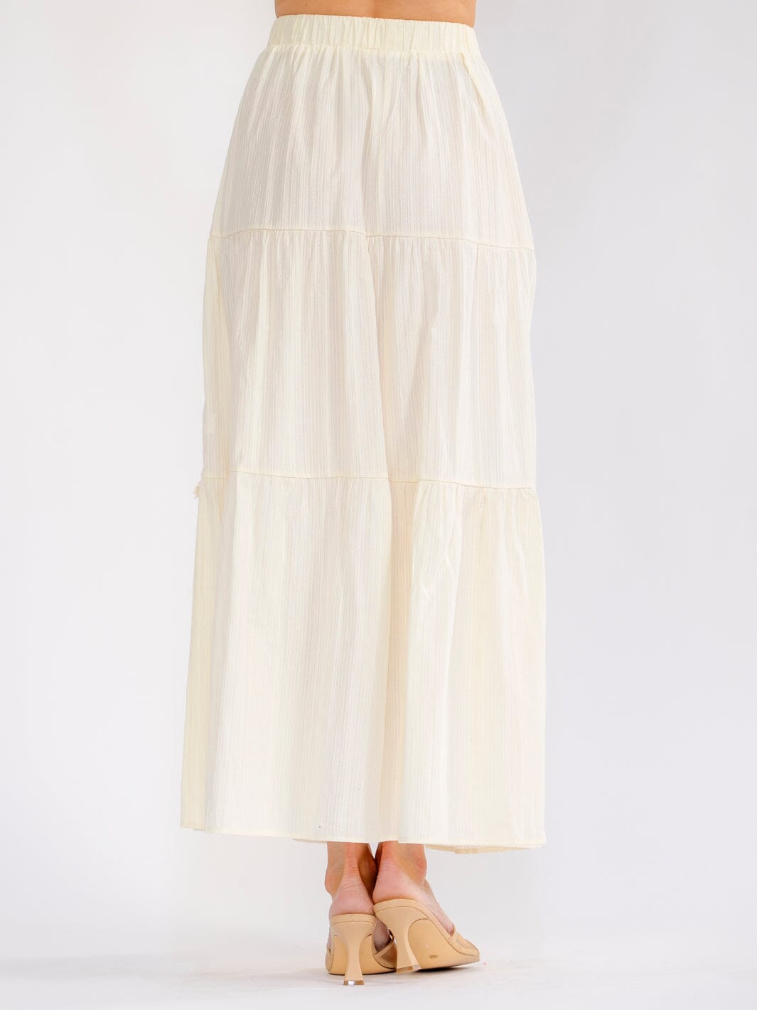 WOMEN'S ELASTIC WAIST TIERED FLOWER SEQUINS MAXI SKIRT