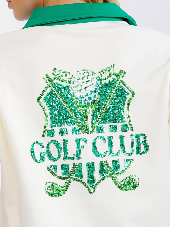 WOMEN'S SHORT SLEEVE V-NECK SEQUINS GRAPHIC SHIRT