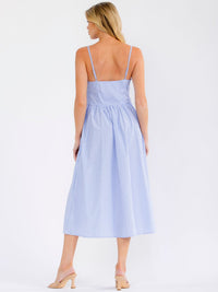 WOMEN'S SLEEVELESS V-NECK OPEN BACK RHINESTONES STRIPES MAXI DRESS