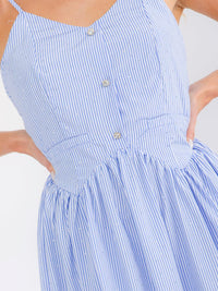 WOMEN'S SLEEVELESS V-NECK OPEN BACK RHINESTONES STRIPES MAXI DRESS