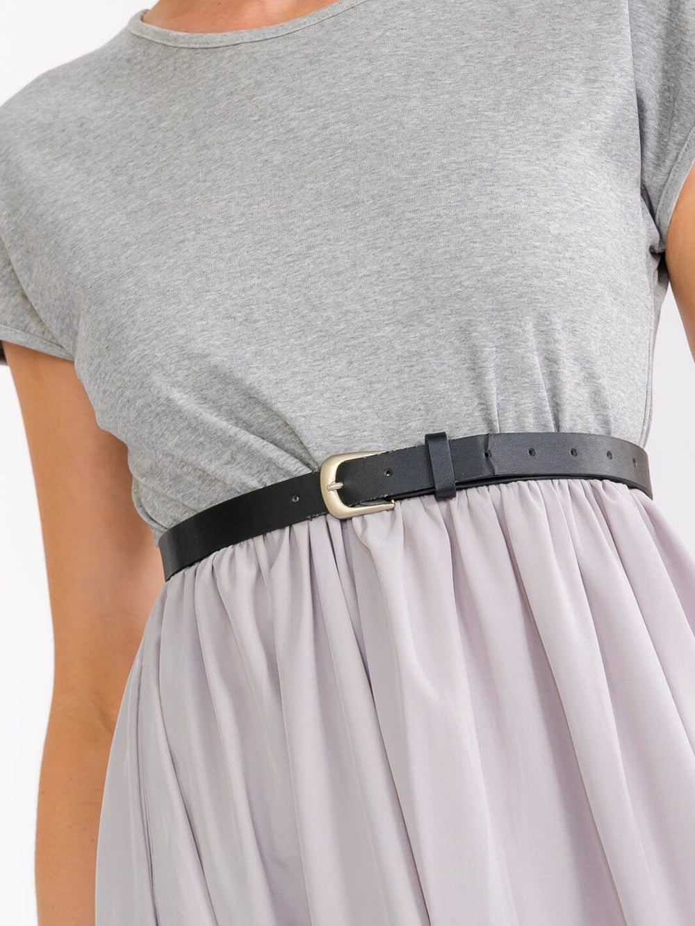 WOMEN'S SHORT SLEEVE ELASTIC WAIST BELTED FRONT POCKETS MAXI DRESS