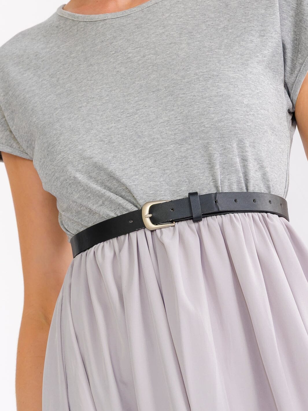 WOMEN'S SHORT SLEEVE ELASTIC WAIST BELTED FRONT POCKETS MAXI DRESS