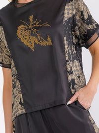 WOMEN'S SHORT SLEEVE BLOUSE & ELASTIC WAIST POCKETS JOGGER PANTS PRINT 2PC. SET