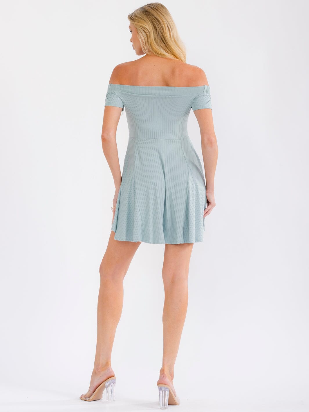 WOMEN'S OFF SHOULDER FIT & FLARE MINI DRESS