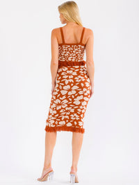 WOMEN'S SLEEVELESS CROP TANK TOP & ELASTIC WAIST MIDI SKIRT FLORAL PRINT 2PC. SET