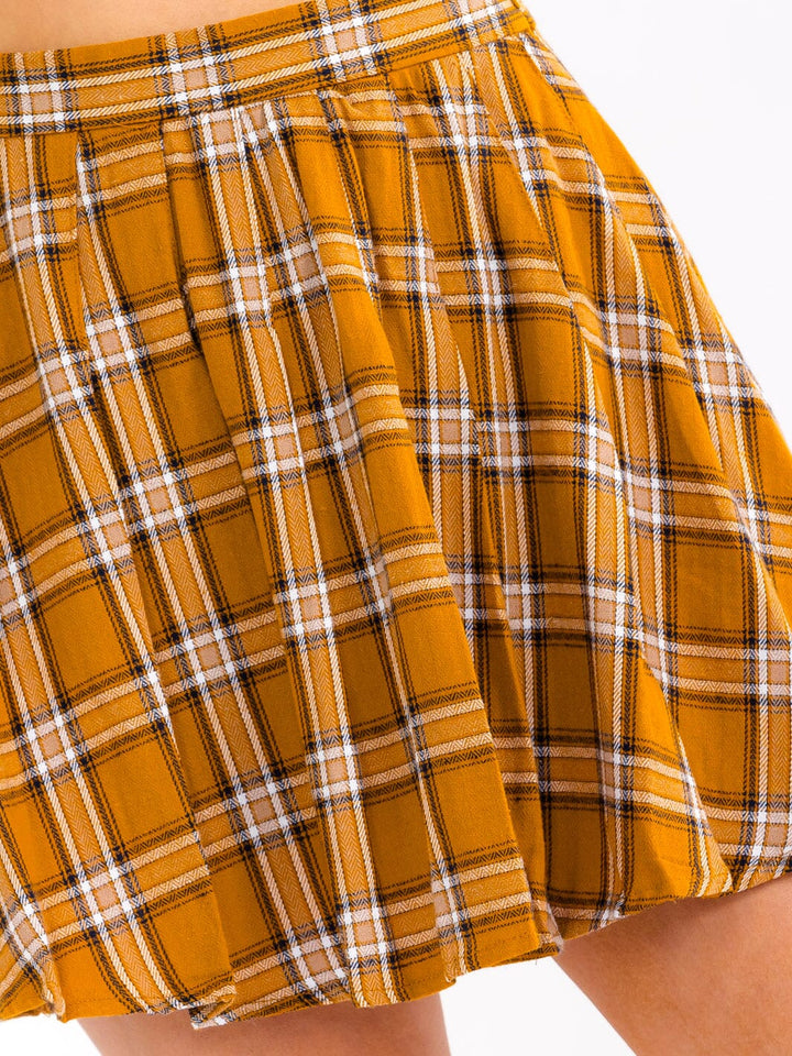 WOMEN'S ZIPPER CLOSURE PLAID FIT & FLAIRE MINI SKIRT