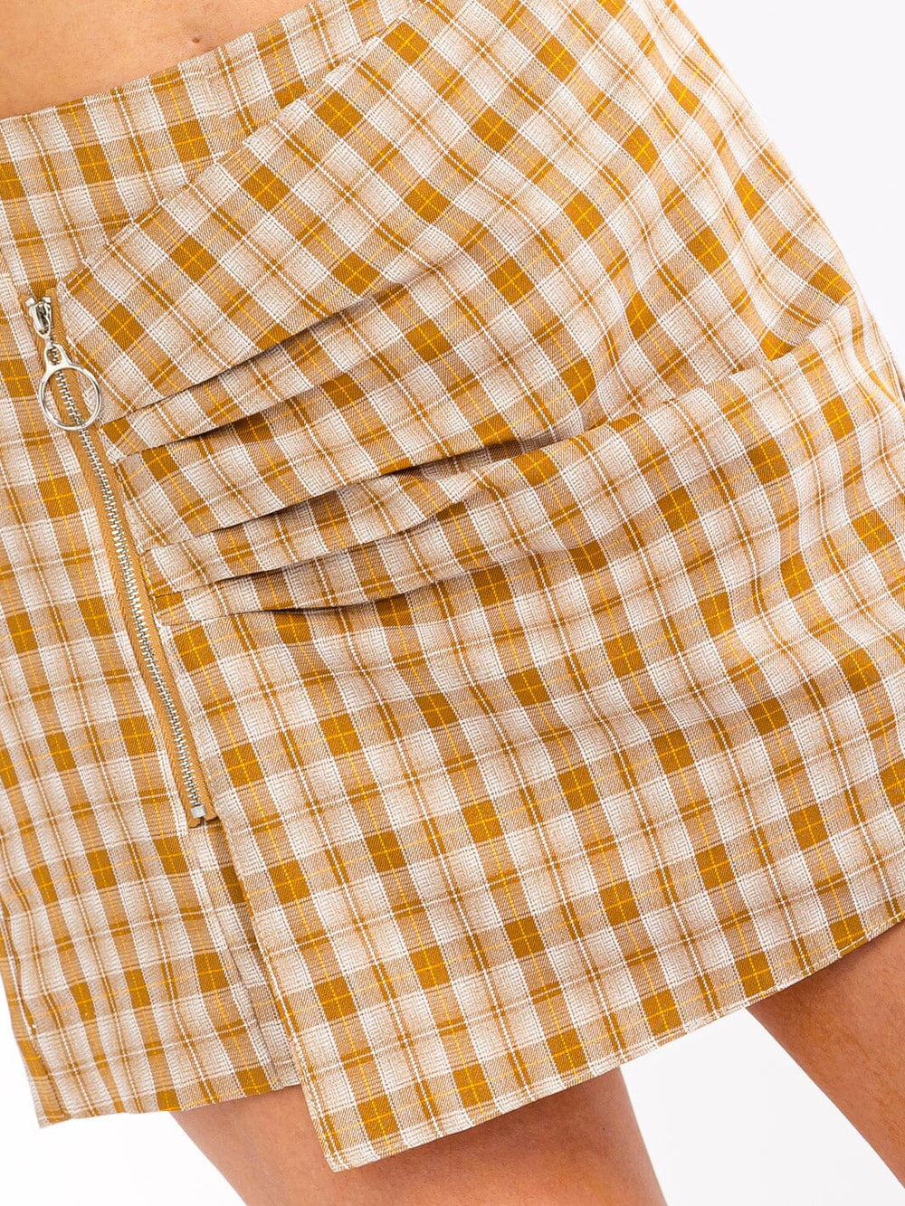 WOMEN'S ELASTIC WAIST PLAID MINI SKORT