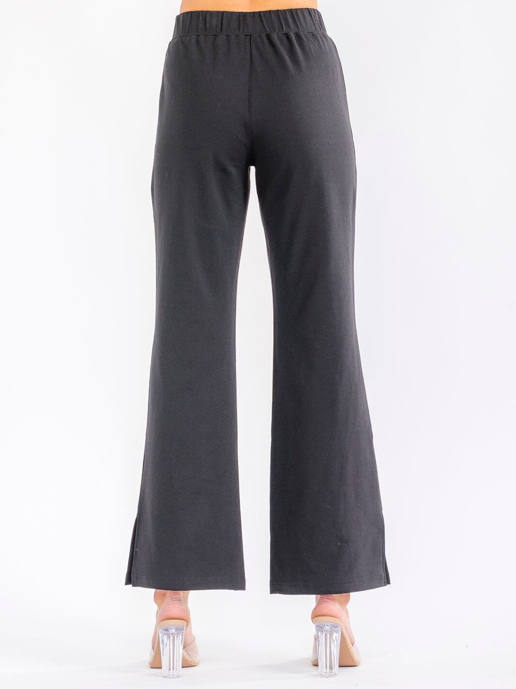 WOMEN'S ELASTIC WAIST POCKETS BELL LEG PANTS