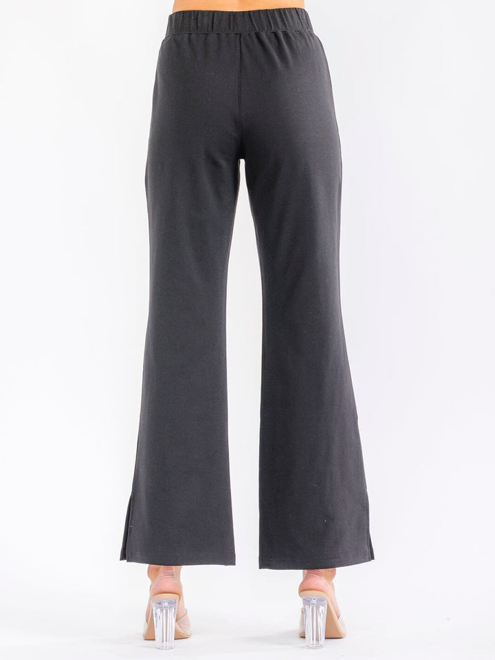 WOMEN'S ELASTIC WAIST POCKETS BELL LEG PANTS