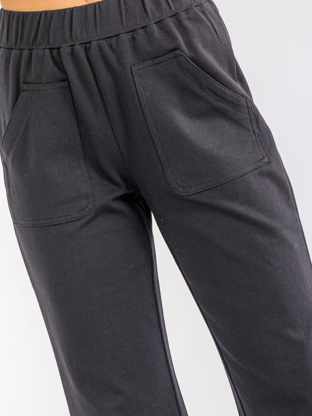 WOMEN'S ELASTIC WAIST POCKETS BELL LEG PANTS