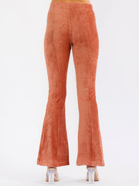 WOMEN'S ELASTIC WAIST BELL LEG VELVET PANTS