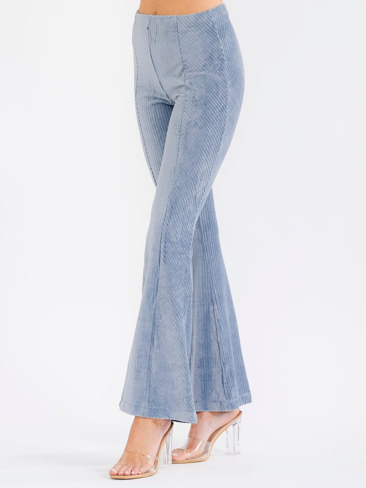 WOMEN'S ELASTIC WAIST BELL LEG VELVET PANTS