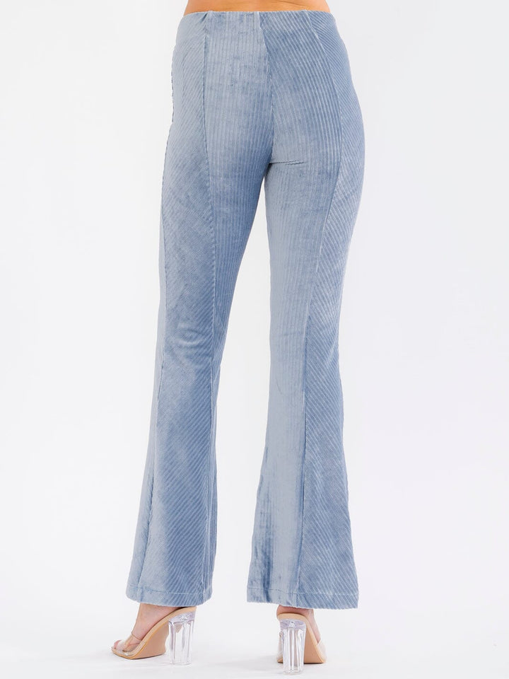 WOMEN'S ELASTIC WAIST BELL LEG VELVET PANTS