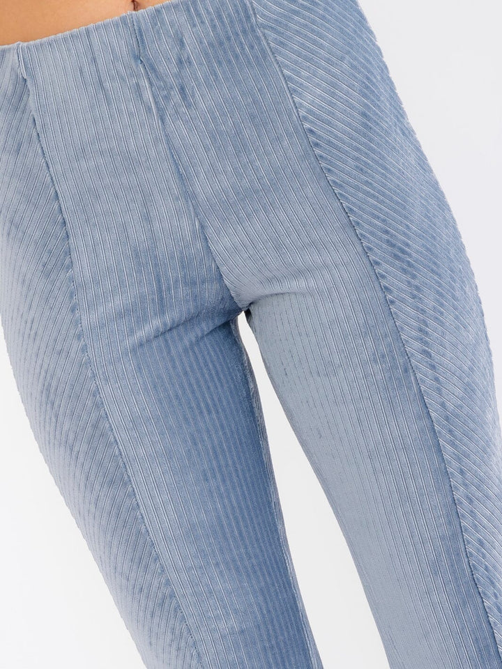 WOMEN'S ELASTIC WAIST BELL LEG VELVET PANTS