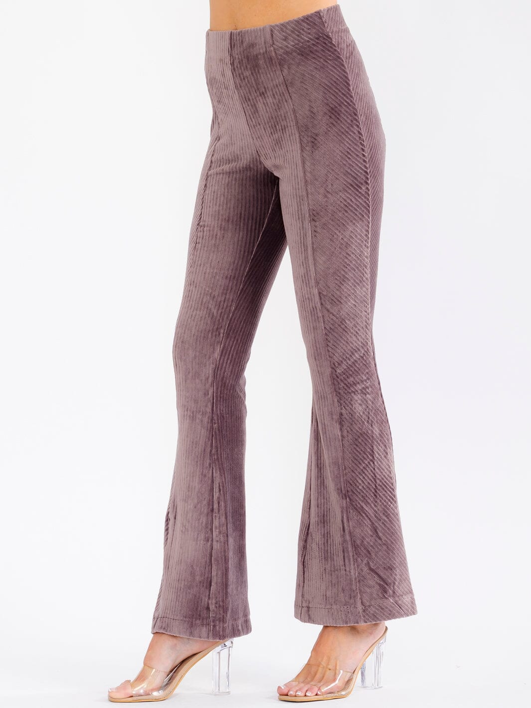 WOMEN'S ELASTIC WAIST BELL LEG VELVET PANTS