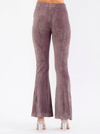 WOMEN'S ELASTIC WAIST BELL LEG VELVET PANTS