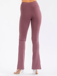 WOMEN'S ELASTIC HIGH WAIST FRONT SLIT FLARE LEGGINGS