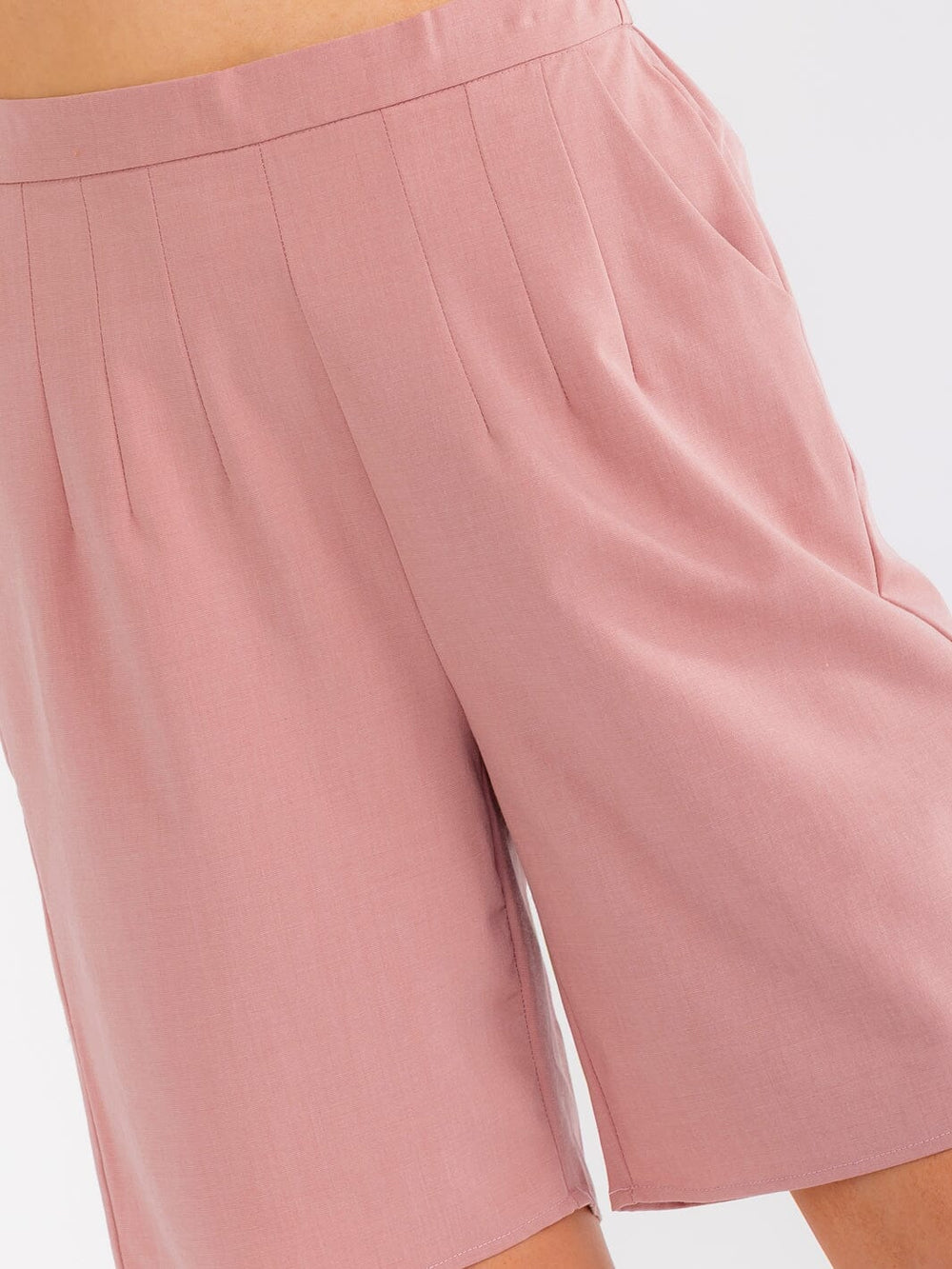 WOMEN'S ELASTIC WAIST FRONT POCKETS BIKER SHORTS