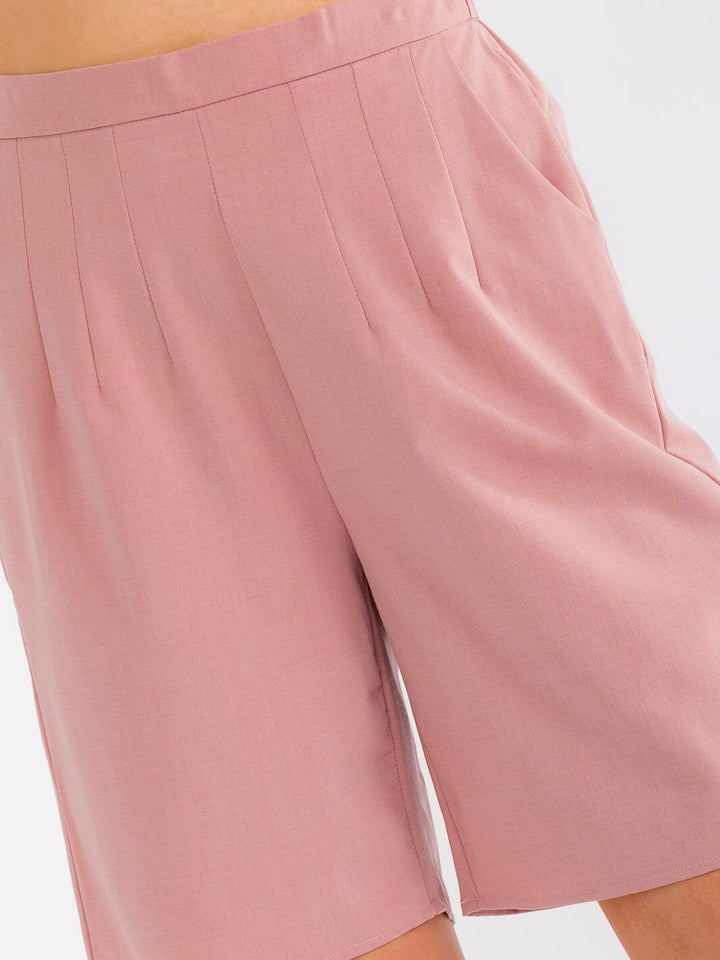 WOMEN'S ELASTIC WAIST FRONT POCKETS BIKER SHORTS