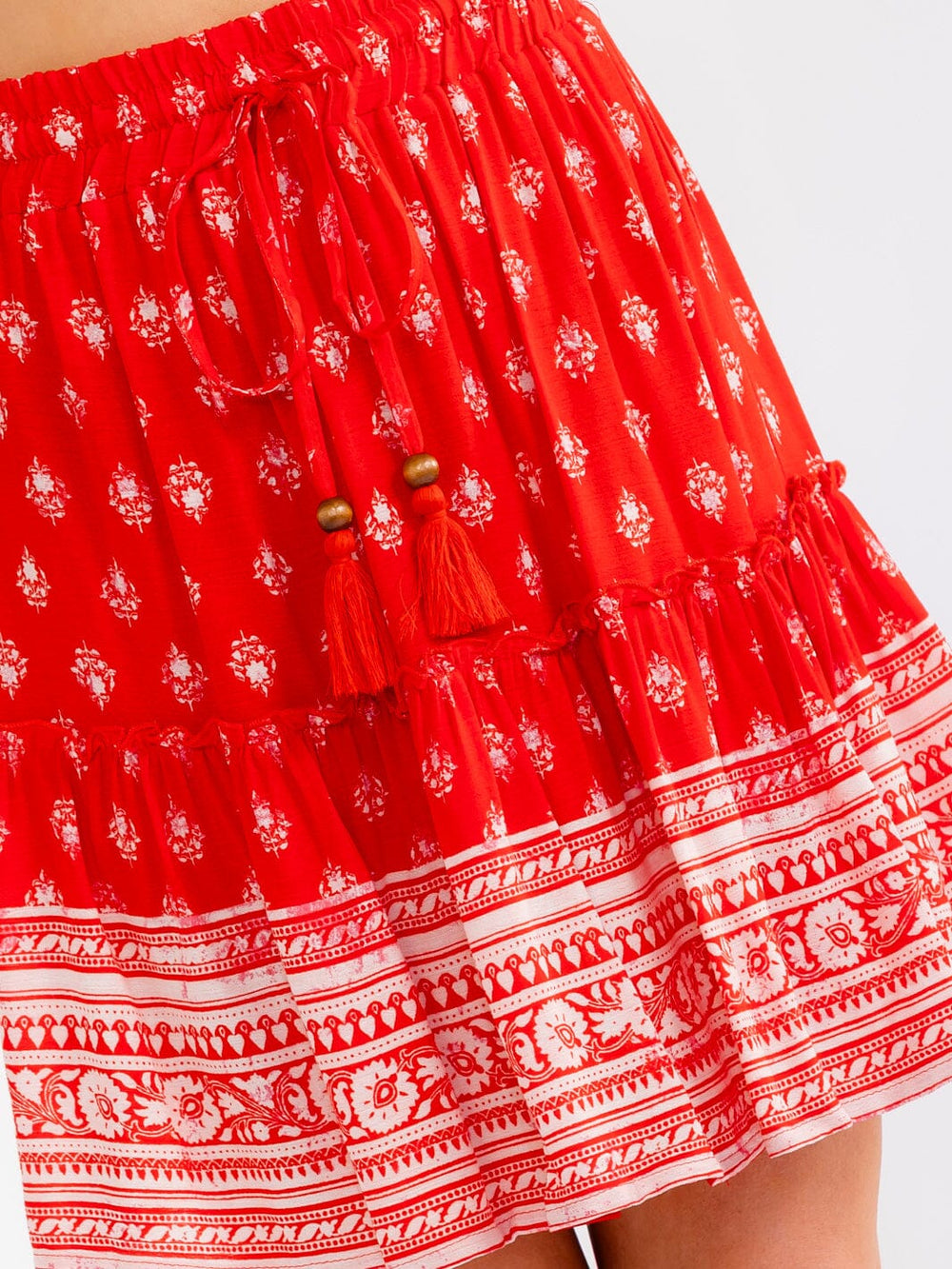 WOMEN'S ELASTIC WAIST MULTI PRINT MINI SKIRT
