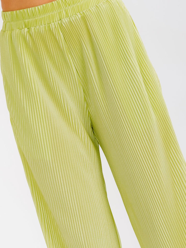 WOMEN'S ELASTIC WAIST FRONT POCKETS WIDE LEG PLEATED PANTS