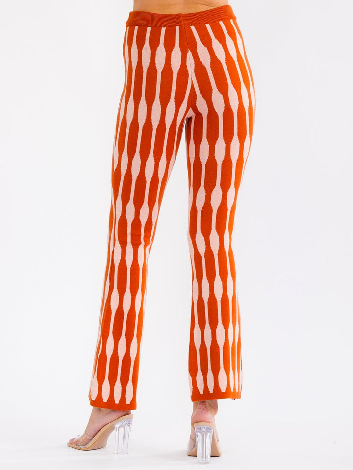 WOMEN'S ELASTIC WAIST MULTI PRINT BELL LEG PANTS