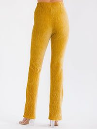 WOMEN'S ELASTIC WAIST BELL LEG RIBBED PANTS