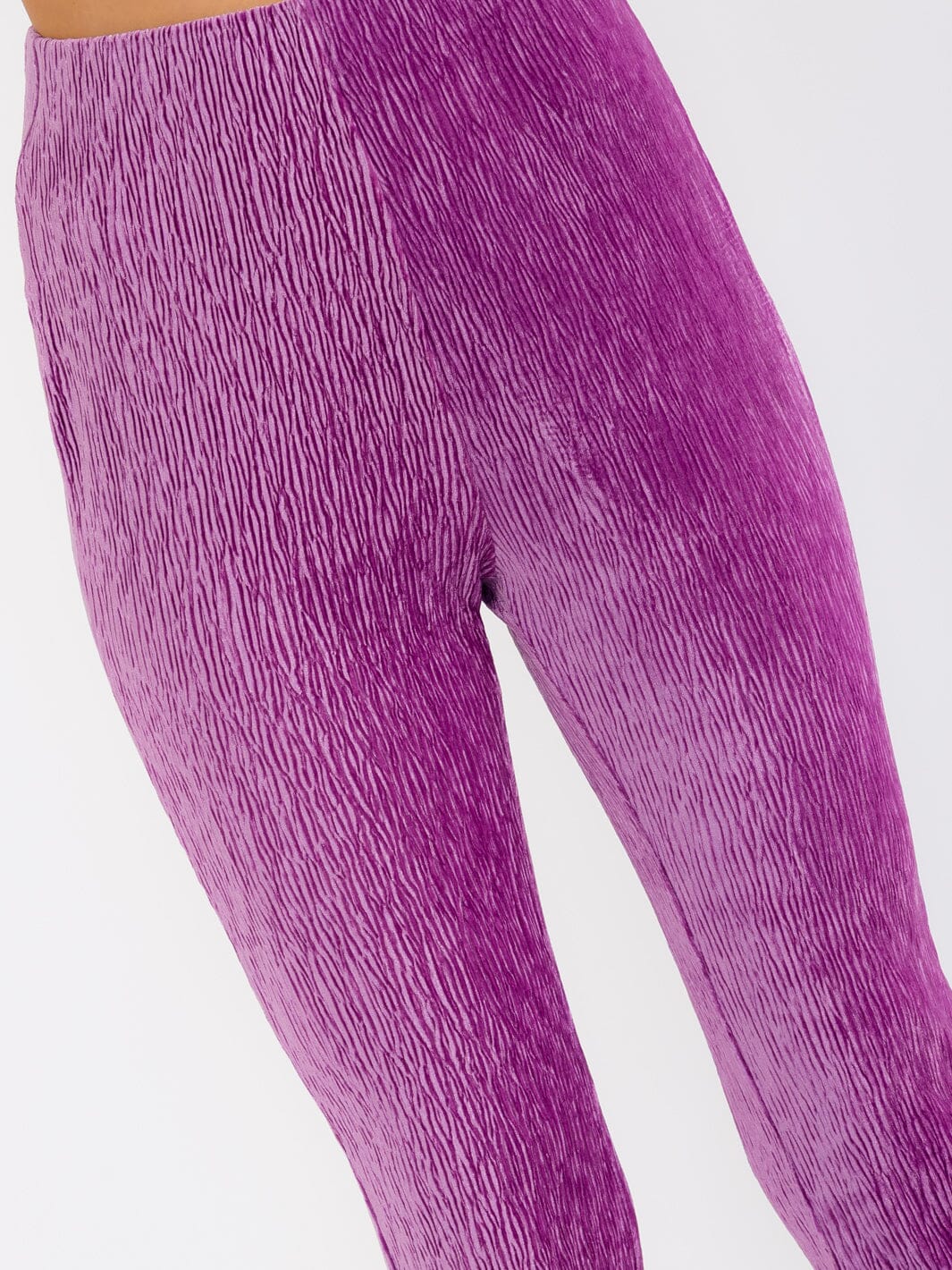WOMEN'S ELASTIC WAIST BELL LEG RIBBED PANTS