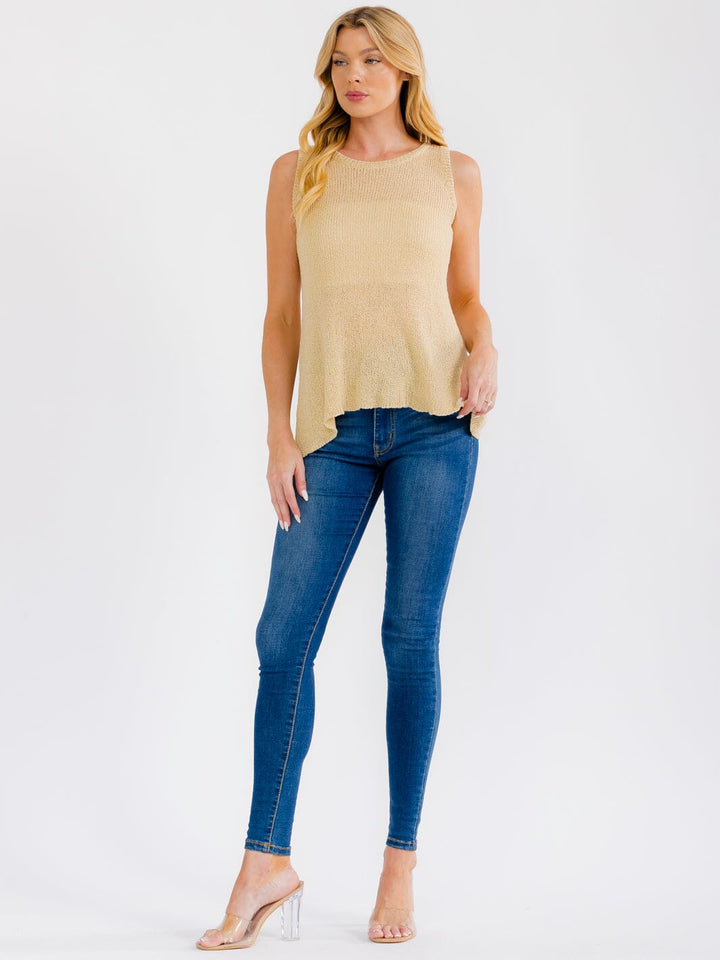 WOMEN'S SLEEVELESS LOOSE FIT KNIT TANK TOP