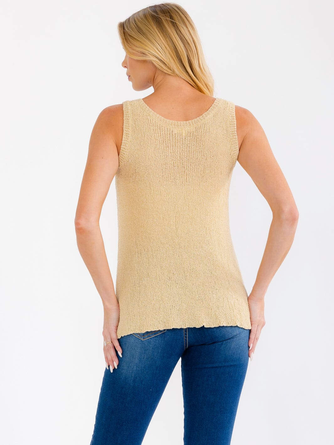 WOMEN'S SLEEVELESS LOOSE FIT KNIT TANK TOP