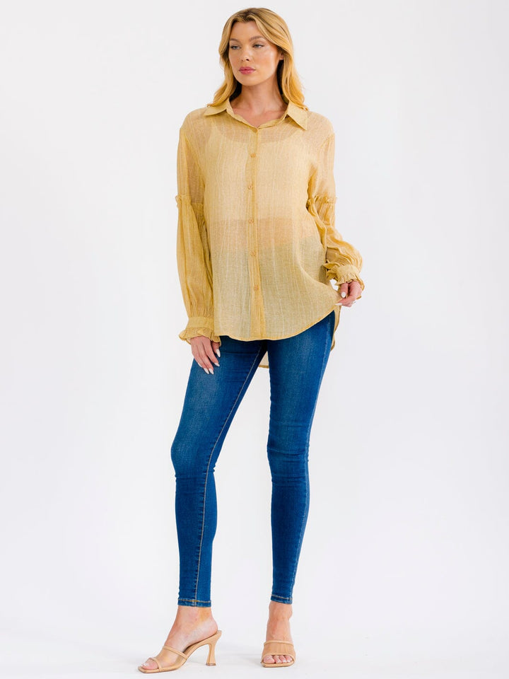 WOMEN'S LONG SLEEVE BUTTON UP OVERSIZED SHIRT
