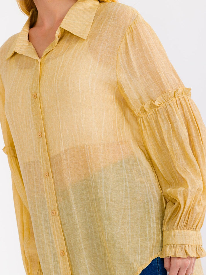 WOMEN'S LONG SLEEVE BUTTON UP OVERSIZED SHIRT