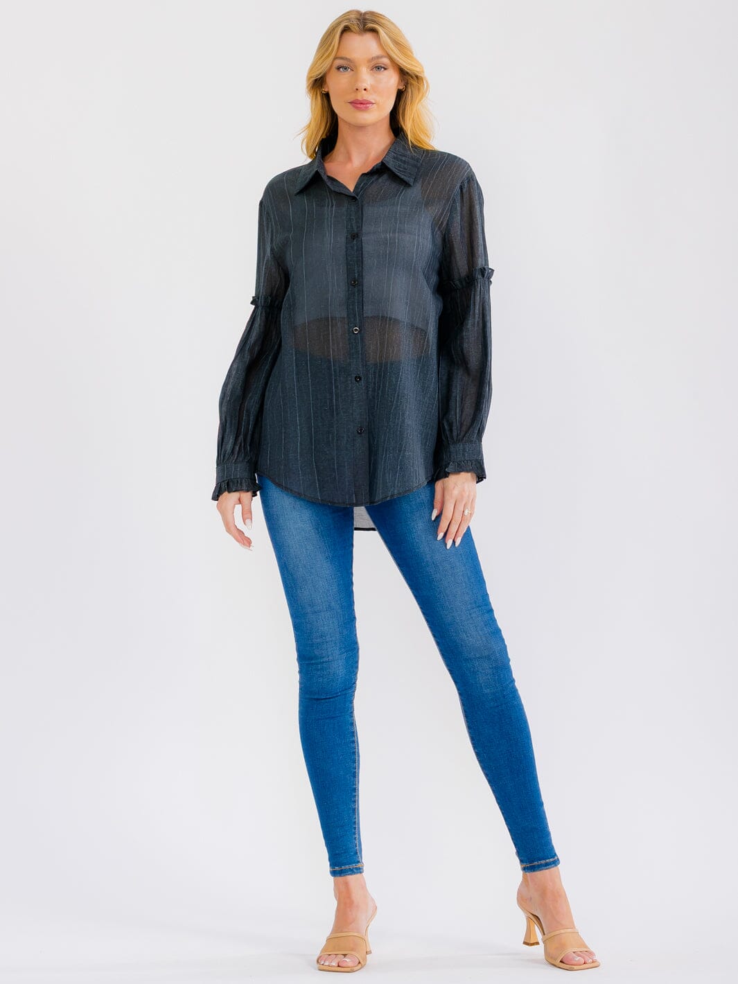 WOMEN'S LONG SLEEVE BUTTON UP OVERSIZED SHIRT