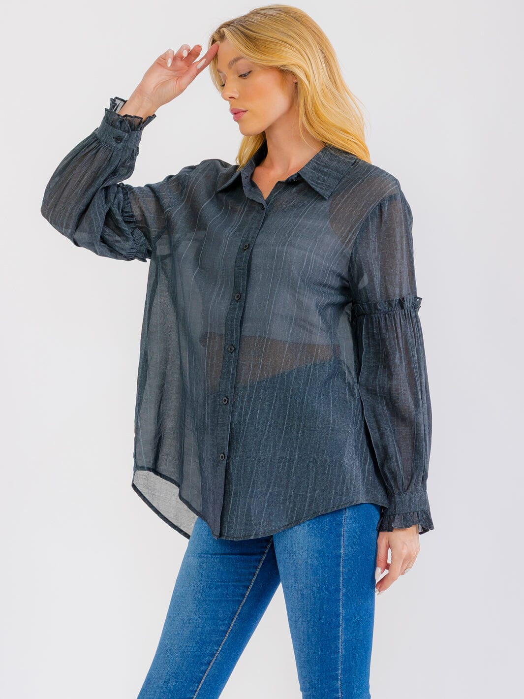 WOMEN'S LONG SLEEVE BUTTON UP OVERSIZED SHIRT