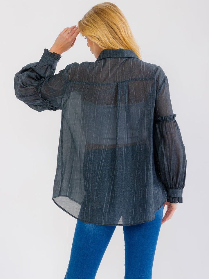 WOMEN'S LONG SLEEVE BUTTON UP OVERSIZED SHIRT