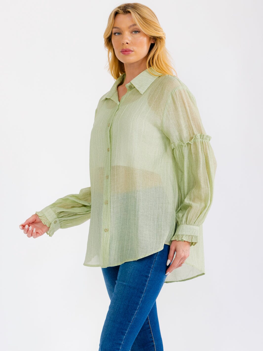 WOMEN'S LONG SLEEVE BUTTON UP OVERSIZED SHIRT