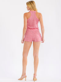 WOMEN'S SLEEVELESS ELASTIC WAIST FRONT POCKETS ROMPER