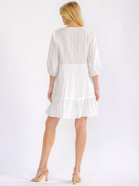 WOMEN'S 3/4 V-NECK SEQUINS CROCHET FLOWERS MINI DRESS