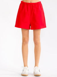 WOMEN'S ELASTIC WAIST FRONT POCKETS SHORTS